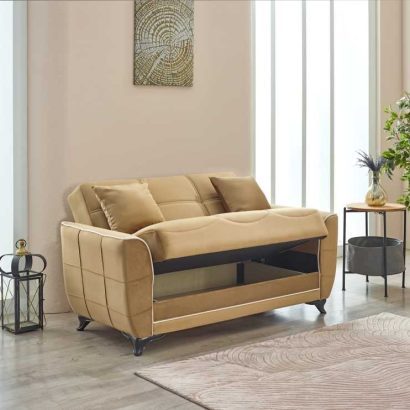 Beige Sofa Bed with Storage