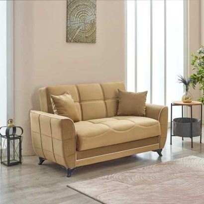 Beige Sofa Bed with Storage