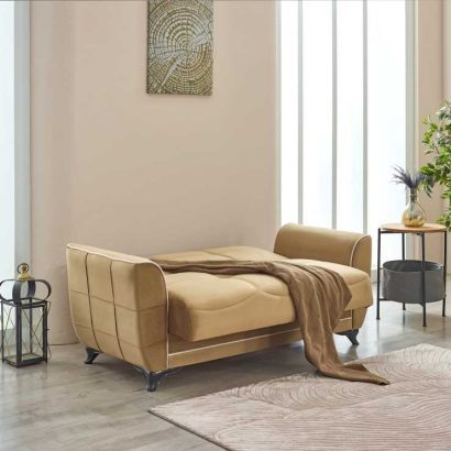 Beige Sofa Bed with Storage