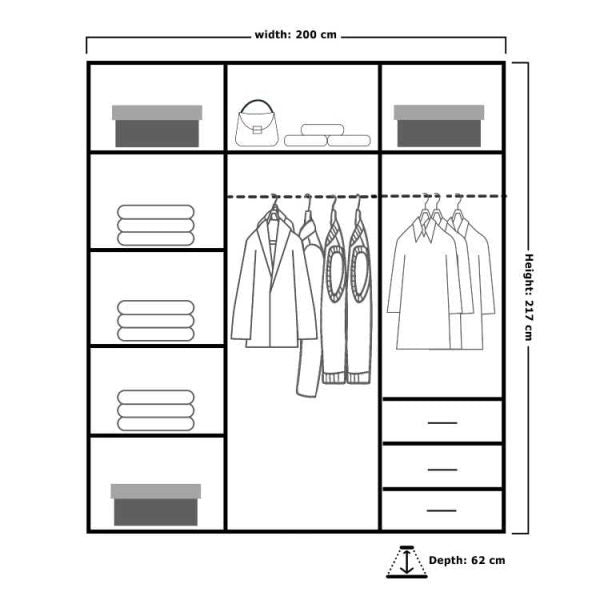Infinity High Gloss Sliding Mirror Wardrobe