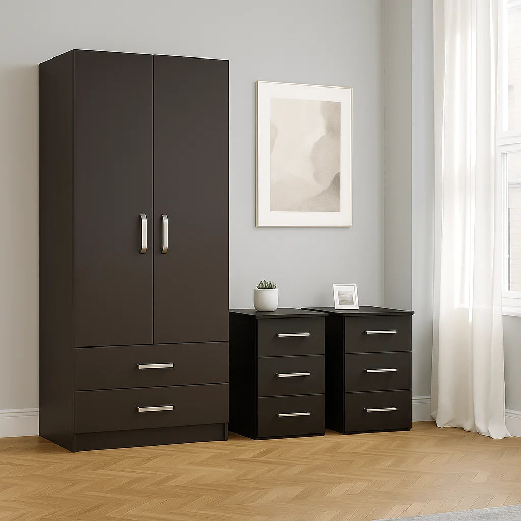 2 Door 2 Drawers Wardrobe Set – Stylish & Practical Wooden Storage Solution