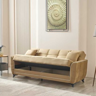 Beige Sofa Bed with Storage