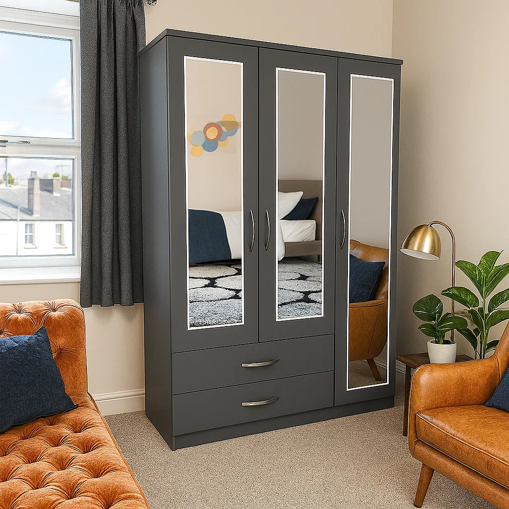 3 Door 2 Drawers 3 Mirrors with Drawers Set