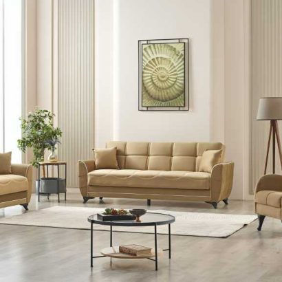 Beige Sofa Bed with Storage
