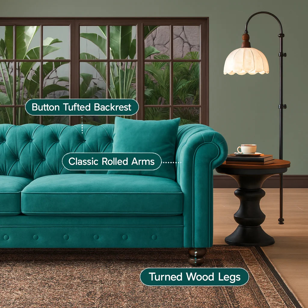 Chesterfield 2 Seater Sofa – UK Made in Velvet Fabric