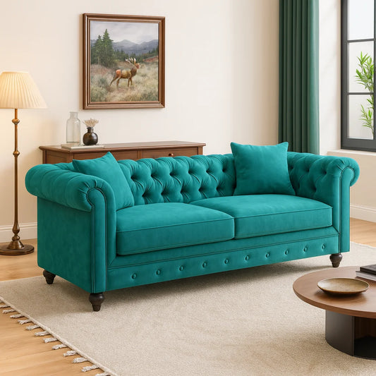 Chesterfield 2 Seater Sofa – UK Made in Velvet Fabric