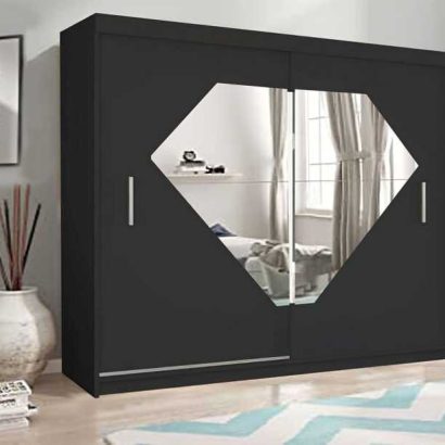 Diamond Sliding Mirror Wardrobe