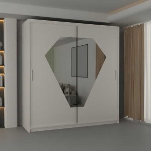 Diamond Sliding Mirror Wardrobe