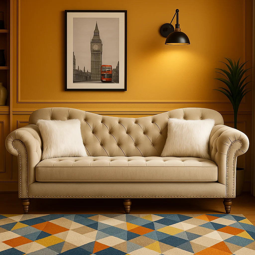 Elegance 3 Seater Velvet Sofa – Handmade in the UK | Luxury Living Room Sofa