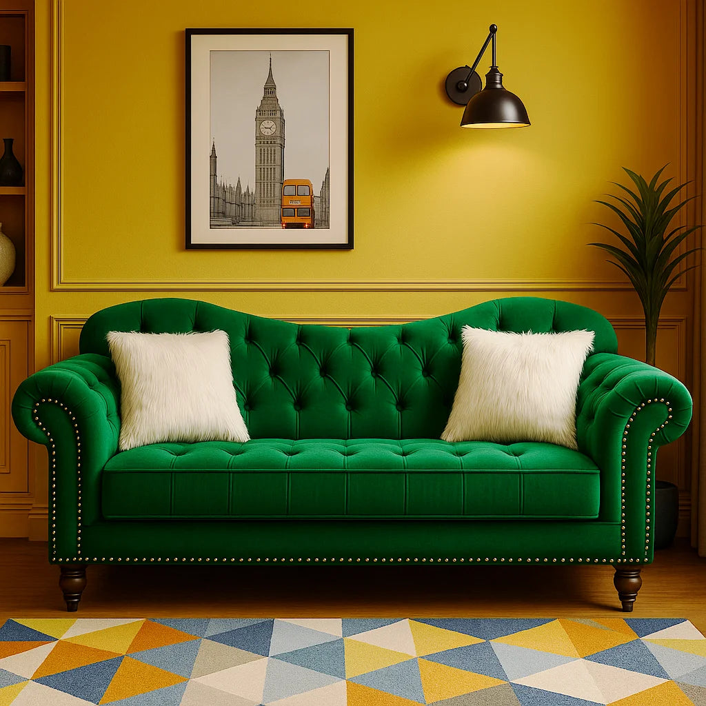 Elegance 3 Seater Velvet Sofa – Handmade in the UK | Luxury Living Room Sofa