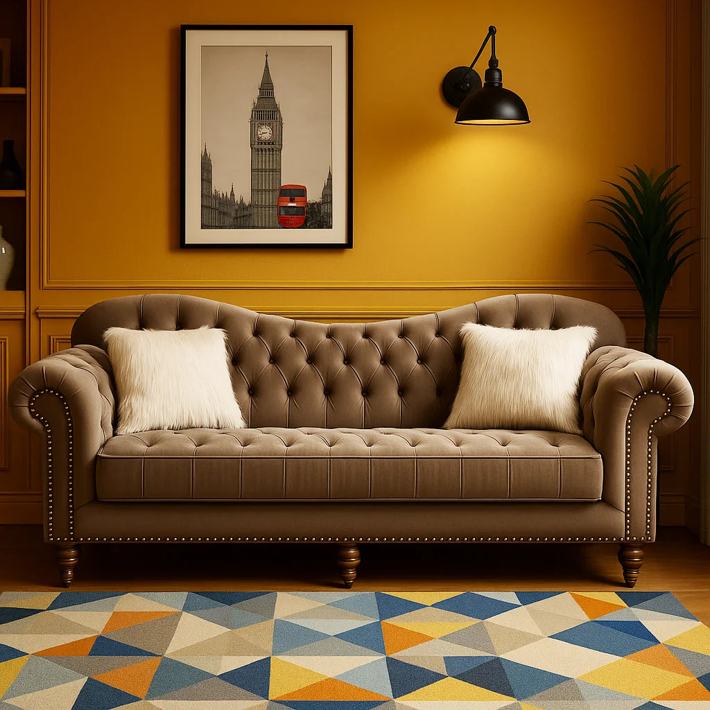 Elegance 3 Seater Velvet Sofa – Handmade in the UK | Luxury Living Room Sofa