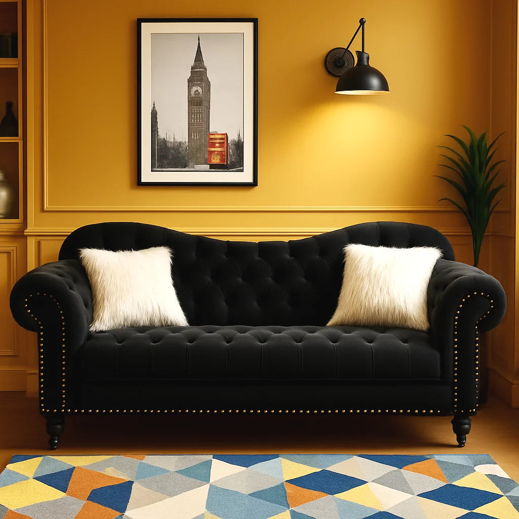 Elegance 3 Seater Velvet Sofa – Handmade in the UK | Luxury Living Room Sofa