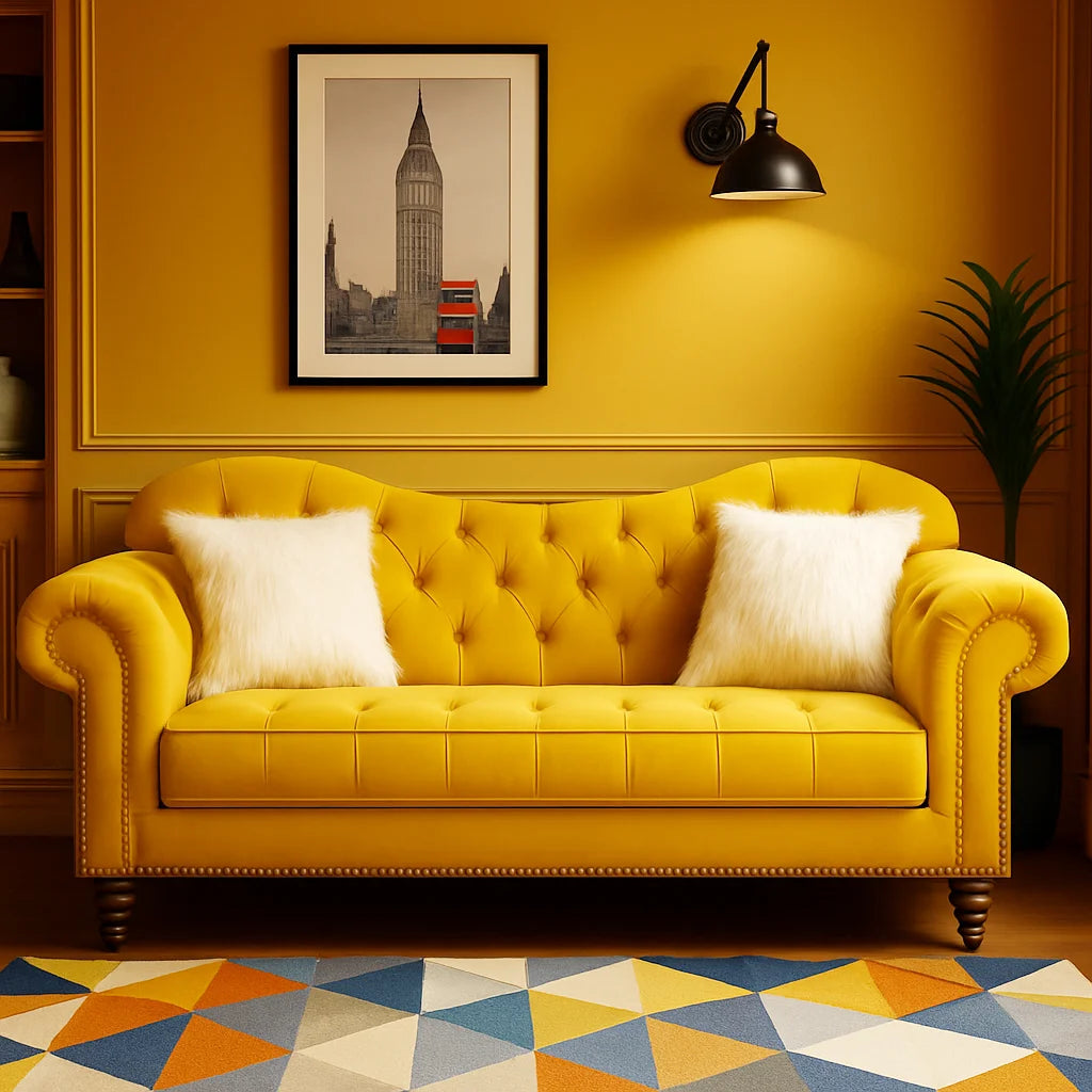 Elegance 3 Seater Velvet Sofa – Handmade in the UK | Luxury Living Room Sofa