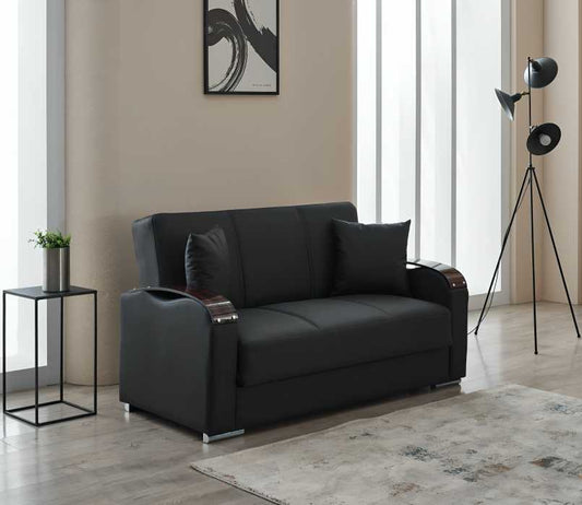 Esila Black Leather Sofa Bed | Superior UK-Made Comfort