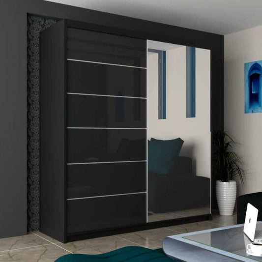 Infinity High Gloss Sliding Mirror Wardrobe