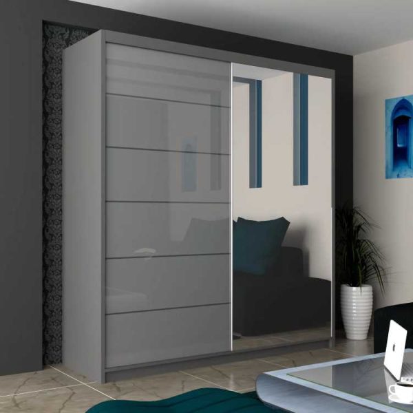 Infinity High Gloss Sliding Mirror Wardrobe
