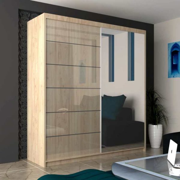 Infinity High Gloss Sliding Mirror Wardrobe