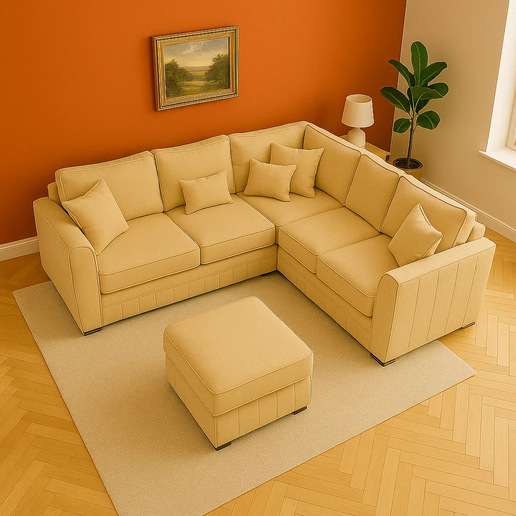 Lilly Corner Sofa set with free footstool - UK Made 5 Seater Sofa