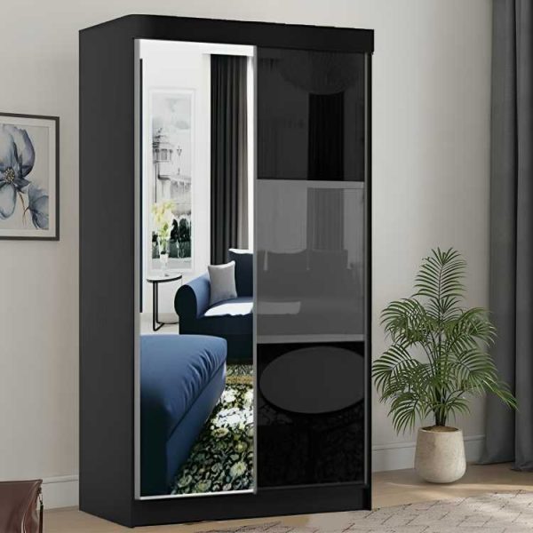 Manhattan High Gloss Sliding Mirror Wardrobe