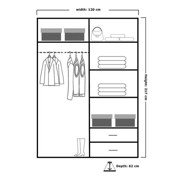 Manhattan High Gloss Sliding Mirror Wardrobe