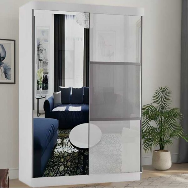 Manhattan High Gloss Sliding Mirror Wardrobe