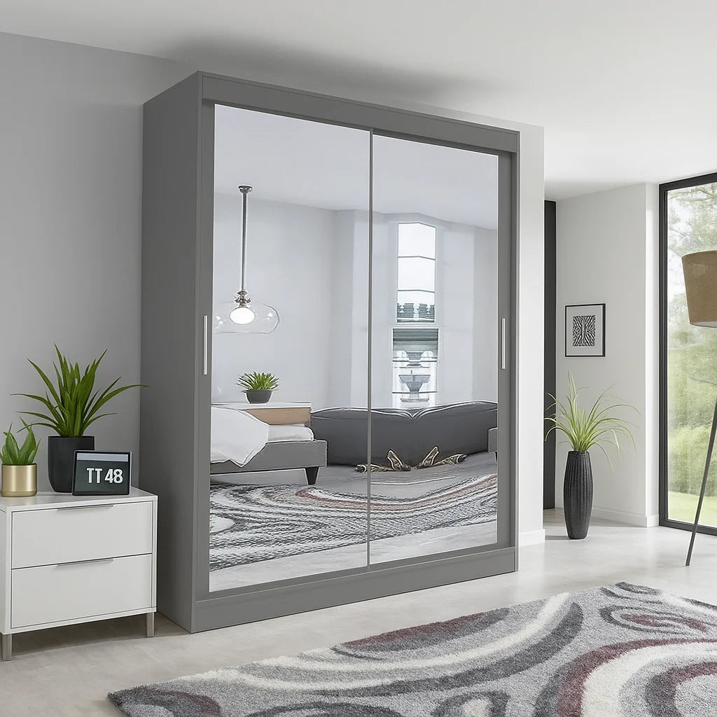 Milan Sliding Mirror Wardrobe - London Sofa