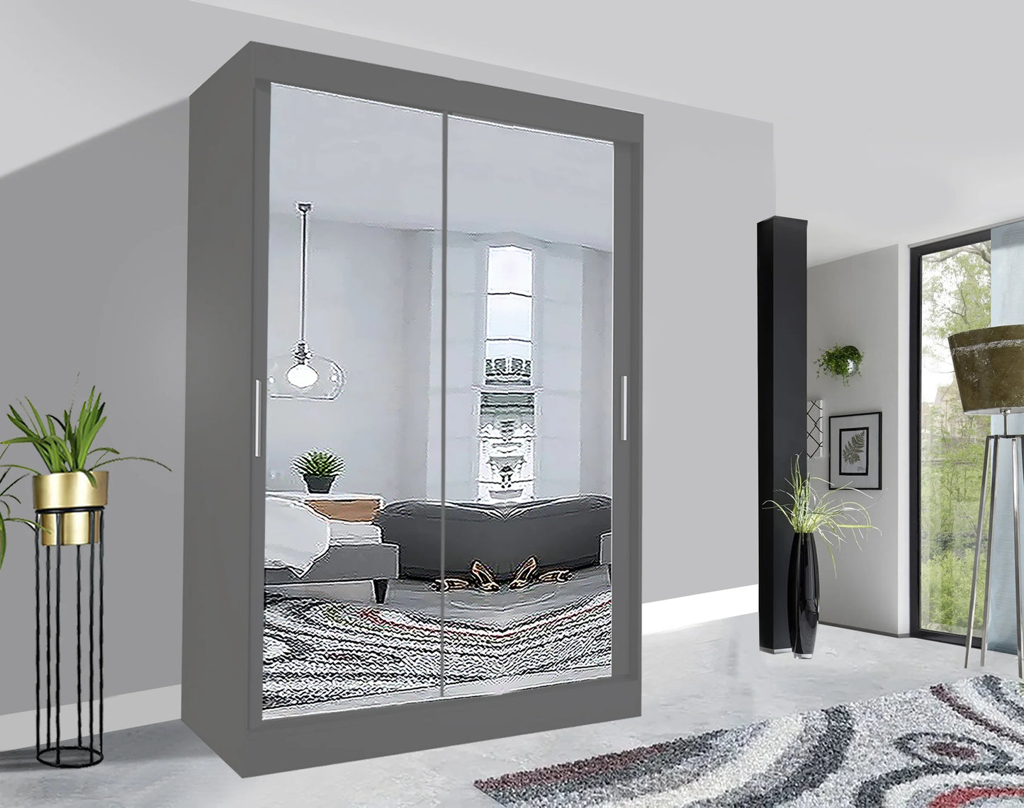 Milan Sliding Mirror Wardrobe - London Sofa