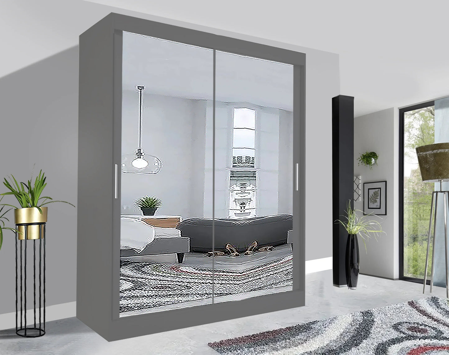 Milan Sliding Mirror Wardrobe - London Sofa