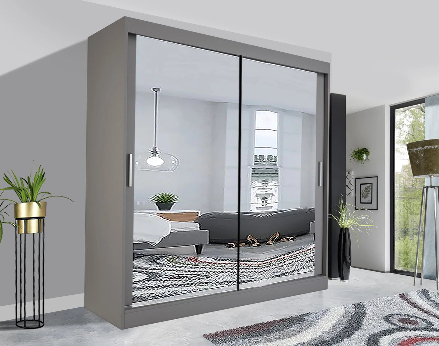 Milan Sliding Mirror Wardrobe - London Sofa