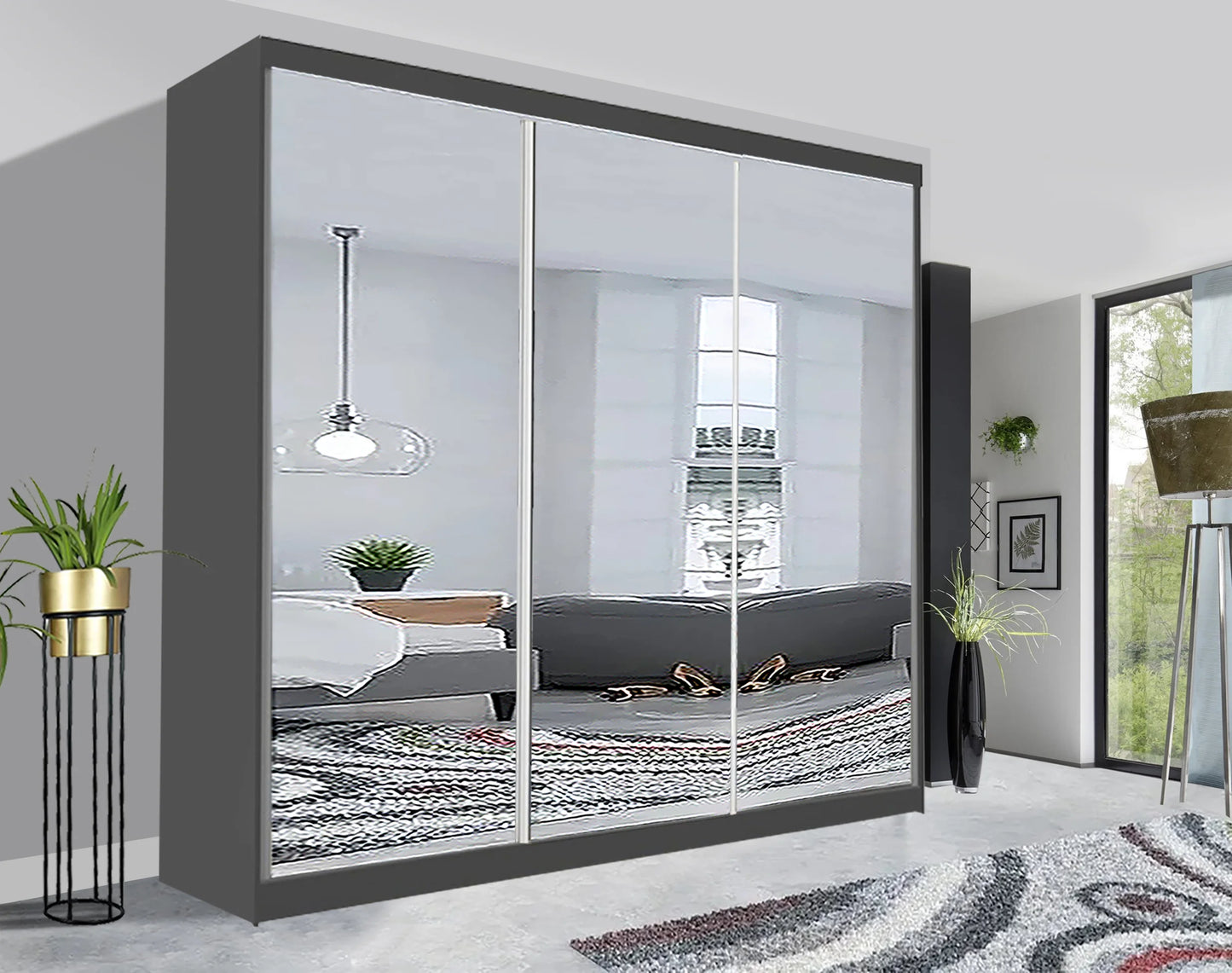 Milan Sliding Mirror Wardrobe - London Sofa