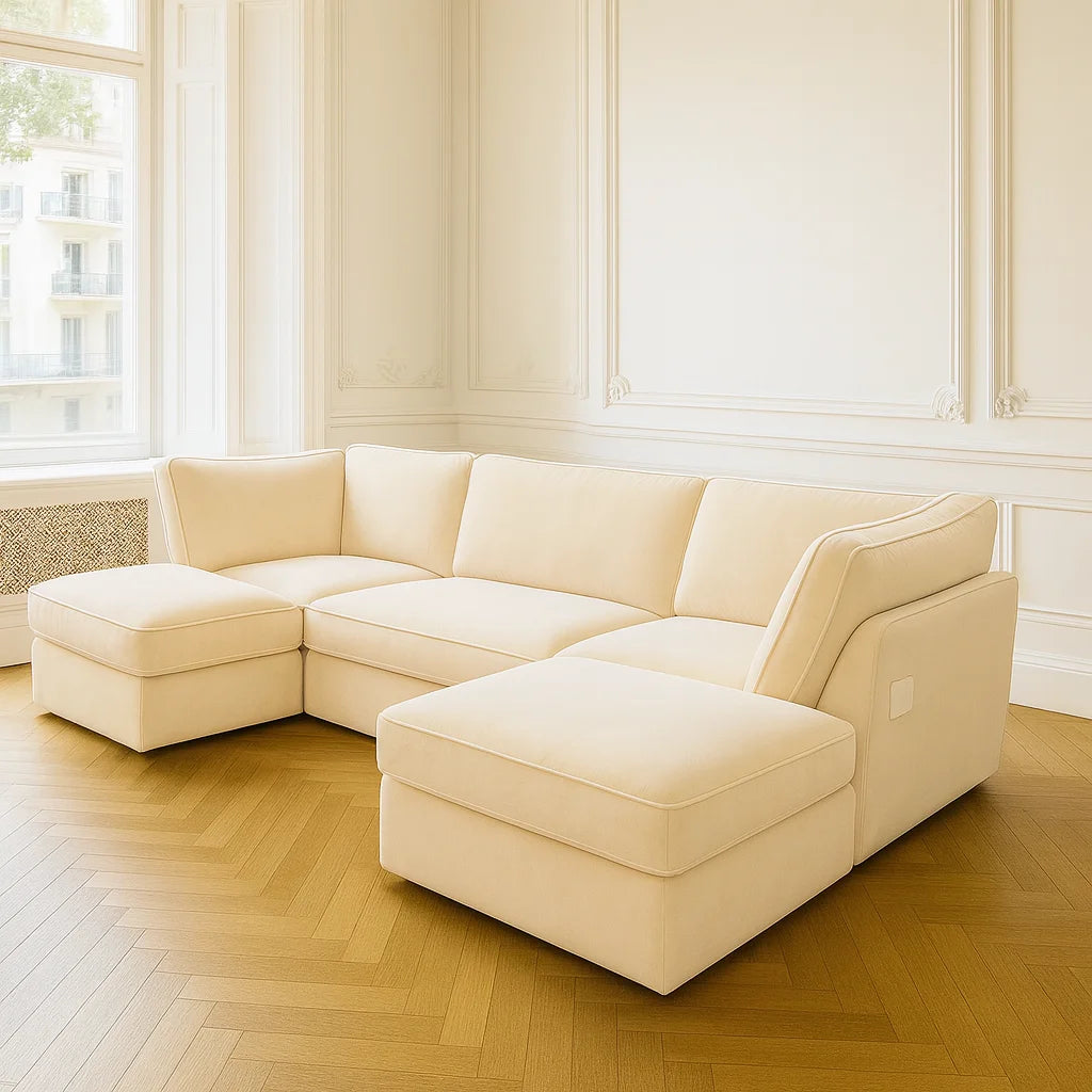The Kensington – Premium Velvet U-Shape Sofa | UK Handmade