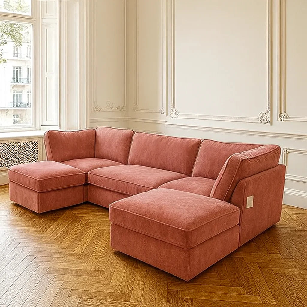 The Kensington – Premium Velvet U-Shape Sofa | UK Handmade