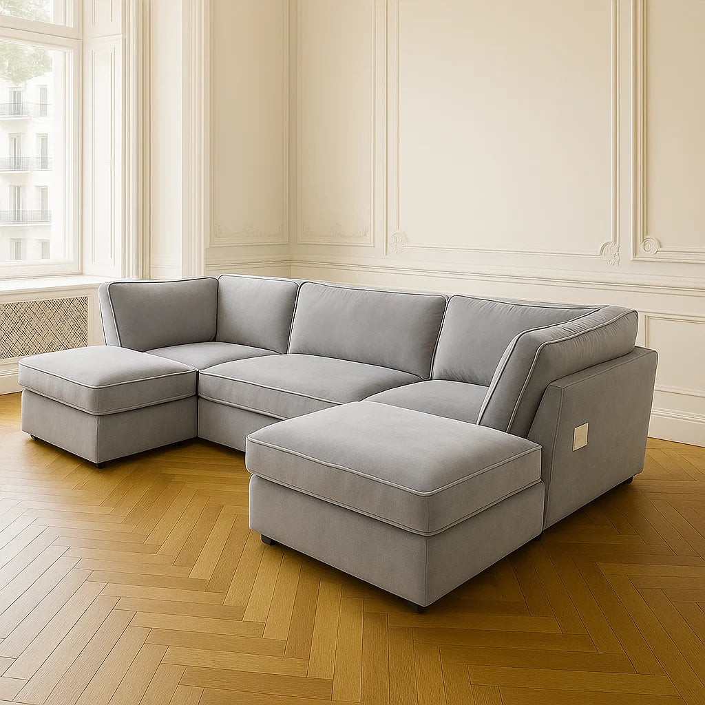 The Kensington – Premium Velvet U-Shape Sofa | UK Handmade