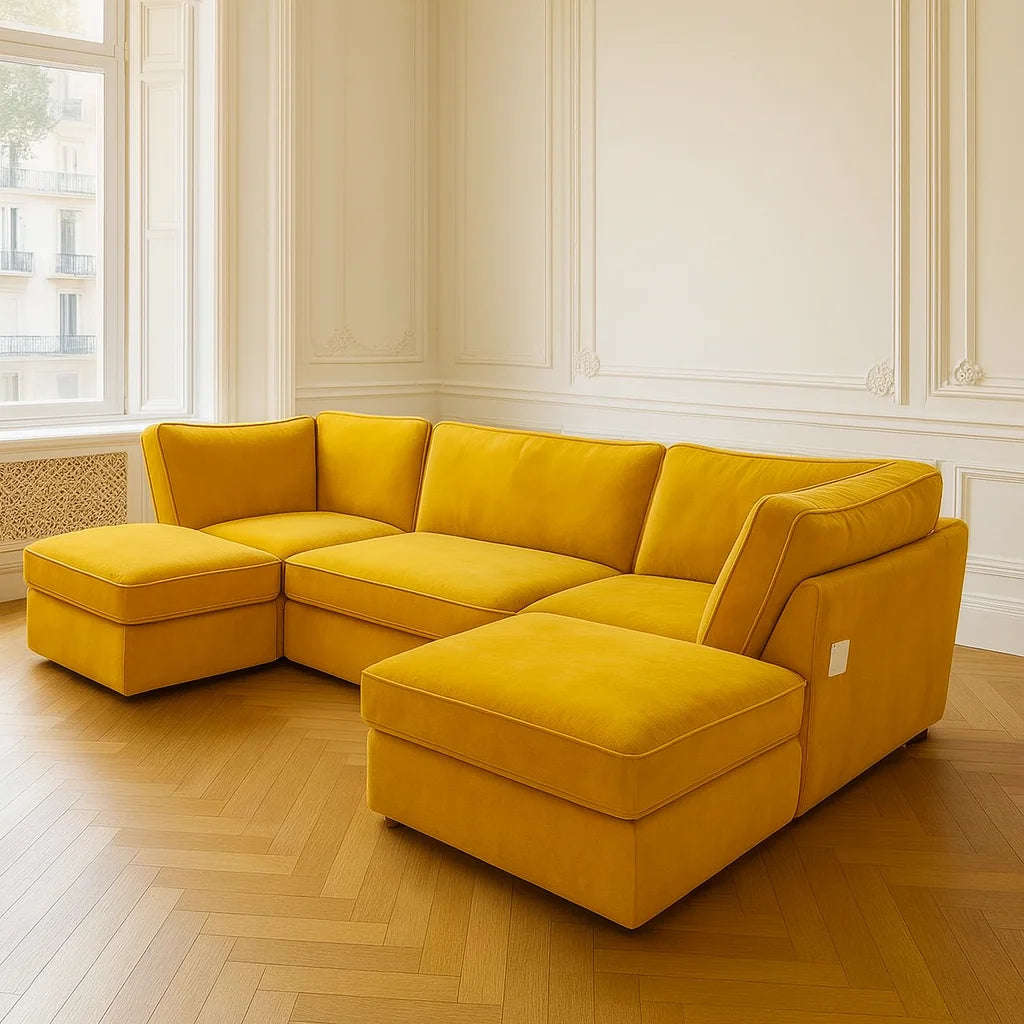 The Kensington – Premium Velvet U-Shape Sofa | UK Handmade