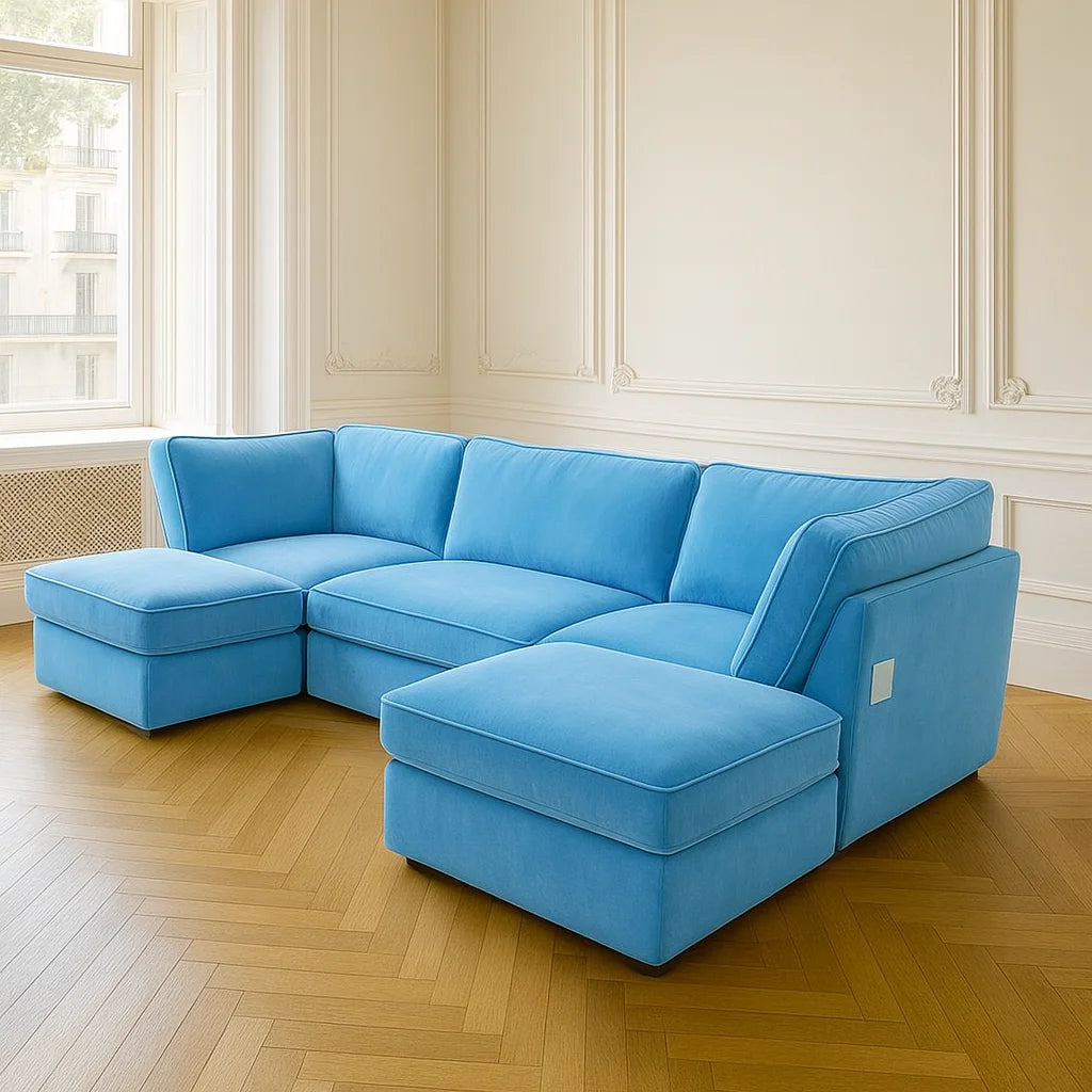 The Kensington – Premium Velvet U-Shape Sofa | UK Handmade