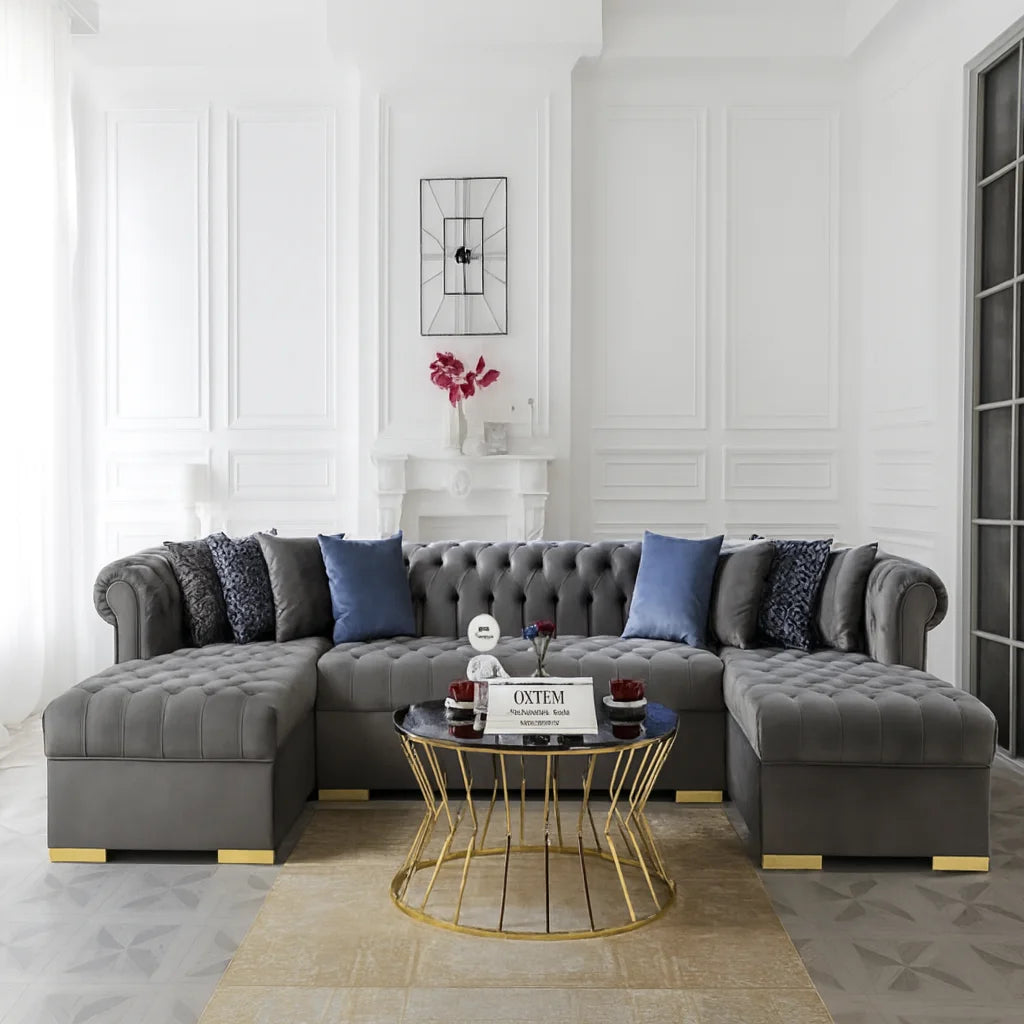 U-Shape Chesterfield Sofa – UK Handmade with Luxury Comfort