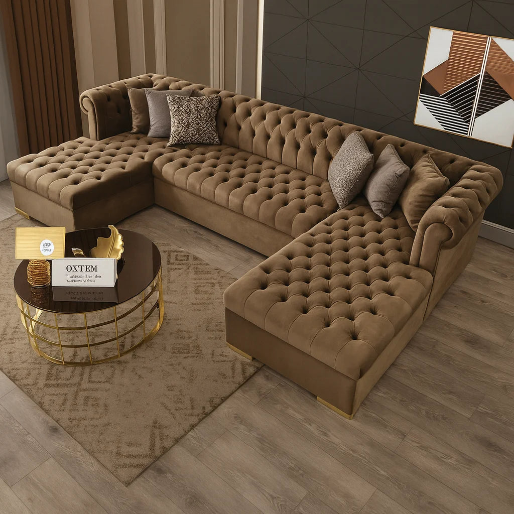 U-Shape Chesterfield Sofa – UK Handmade with Luxury Comfort