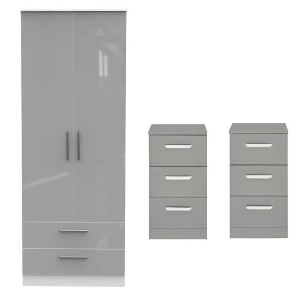 2 Door 2 Drawers Wardrobe Set – Stylish & Practical Wooden Storage Solution