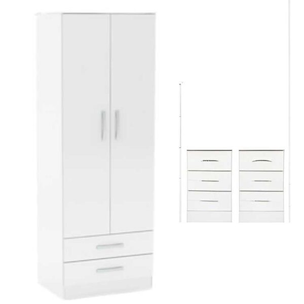 2 Door 2 Drawers Wardrobe Set – Stylish & Practical Wooden Storage Solution