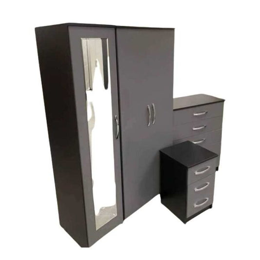 3 Door 1 Mirror Adjustable Drawers Wardrobe