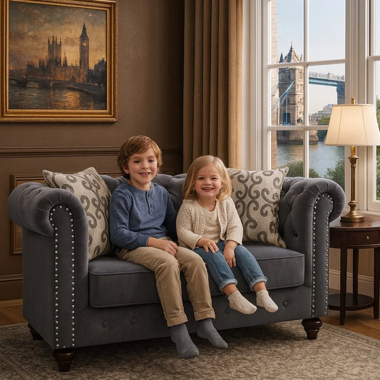 Windsor Grey Chesterfield 3+2+1 Sofa Set – Timeless British Elegance