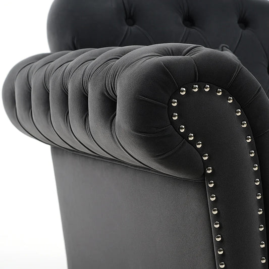 Elegance 3 Seater Velvet Sofa with footstool