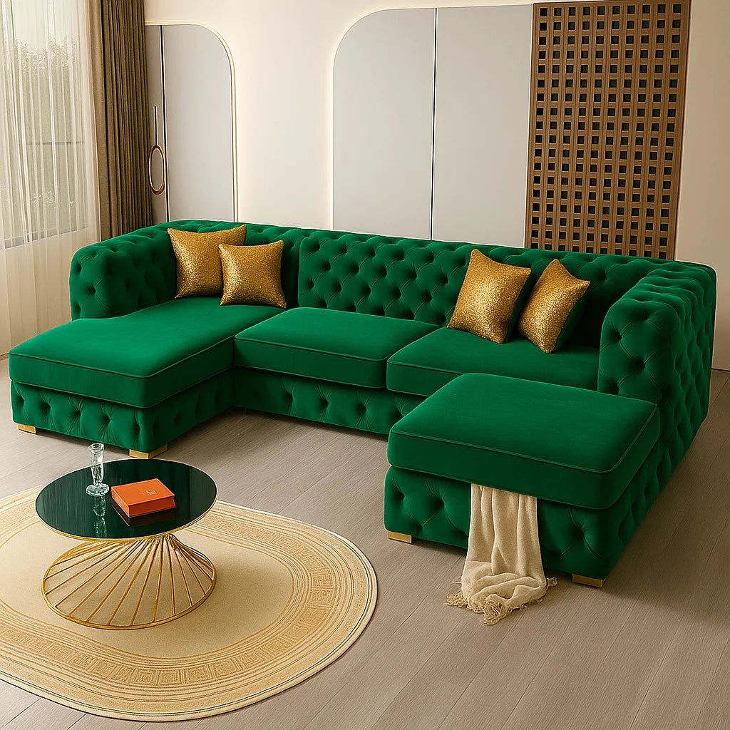 Italian Velvet Corner Sofa
