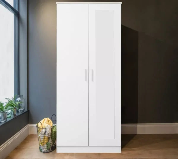 1 Door & 1 Mirror Plain Wardrobe – Stylish & Functional Storage