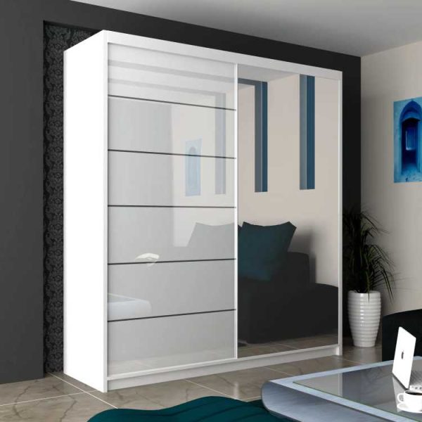 Infinity High Gloss Sliding Mirror Wardrobe