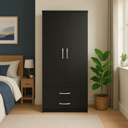 2 Door Wooden Wardrobe with Drawers – Luxurious & UK Made