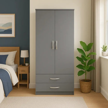 2 Door Wooden Wardrobe with Drawers – Luxurious & UK Made