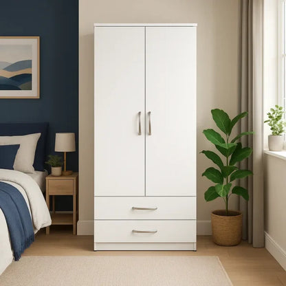 2 Door Wooden Wardrobe with Drawers – Luxurious & UK Made