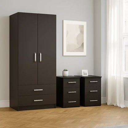 2 Door 2 Drawers Wardrobe Set – Stylish & Practical Wooden Storage Solution