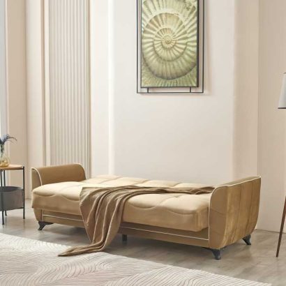 Beige Sofa Bed with Storage